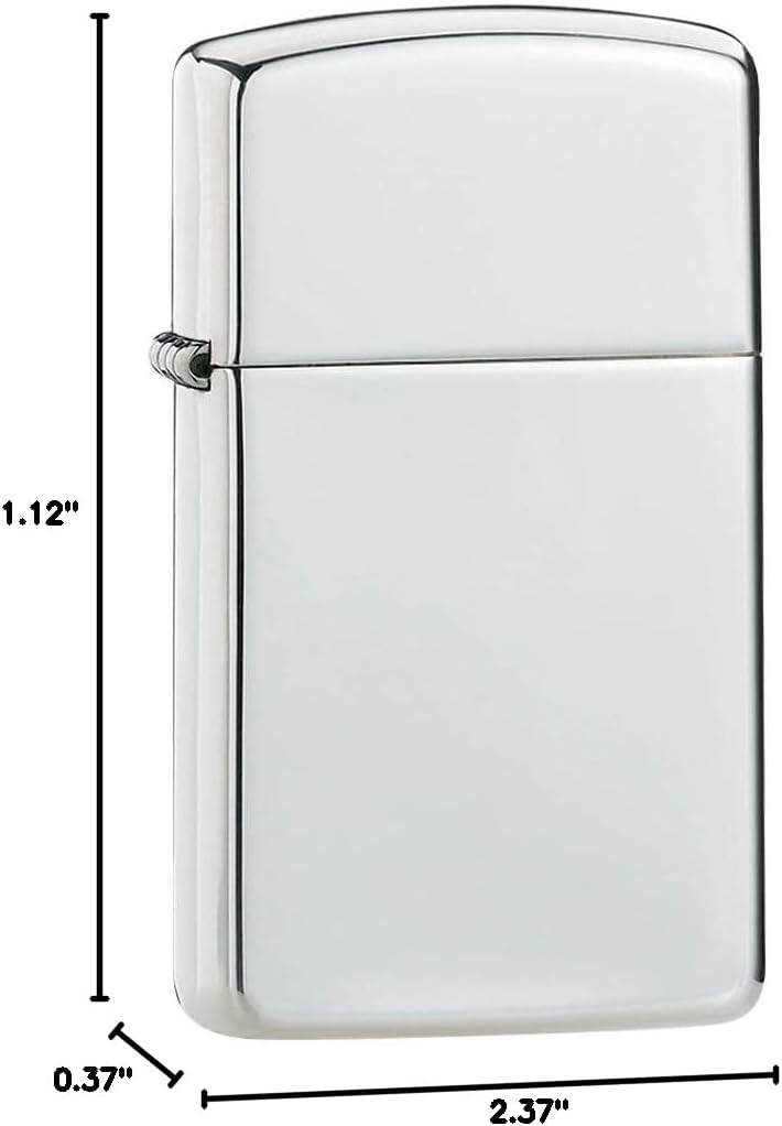Zippo Sterling Slim High Polish Pocket Lighter, Silver, Sterling Silver High Polish Chrome