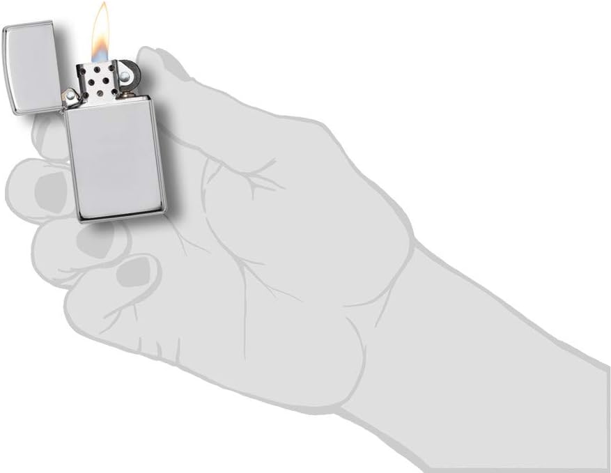 Zippo Sterling Slim High Polish Pocket Lighter, Silver, Sterling Silver High Polish Chrome