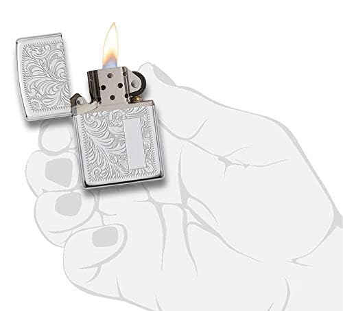 Custom Personalized ZIPPO Lighter Venetian - Free Engraving - Christmas, Halloween & Valentines Day Gift (Silver-352)