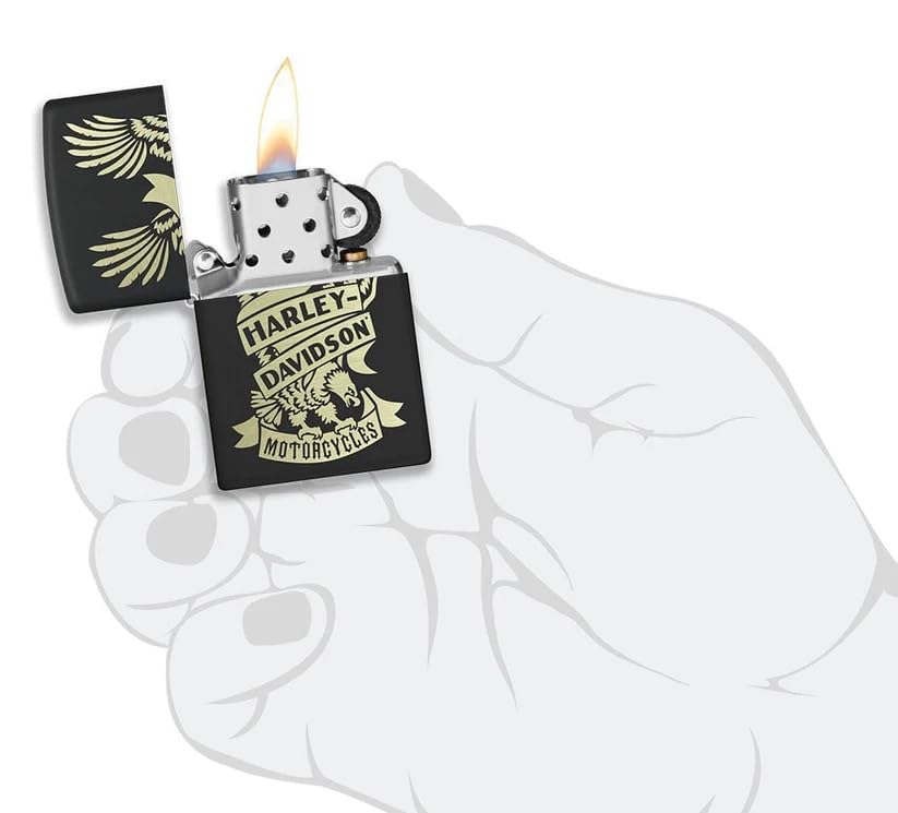 Personalized Zippo Harley-Davidson Windproof Oil Lighter Engraving - Christmas, Halloween & Valentines Day Gift (Black Ice)