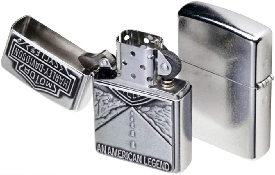 Zippo Harley Davidson Shield and American Legend Emblem Street Chrome Pocket Lighter