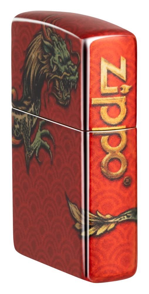 Zippo Armor High Polish Green Elegant Dragon Pocket Lighter, One Size
