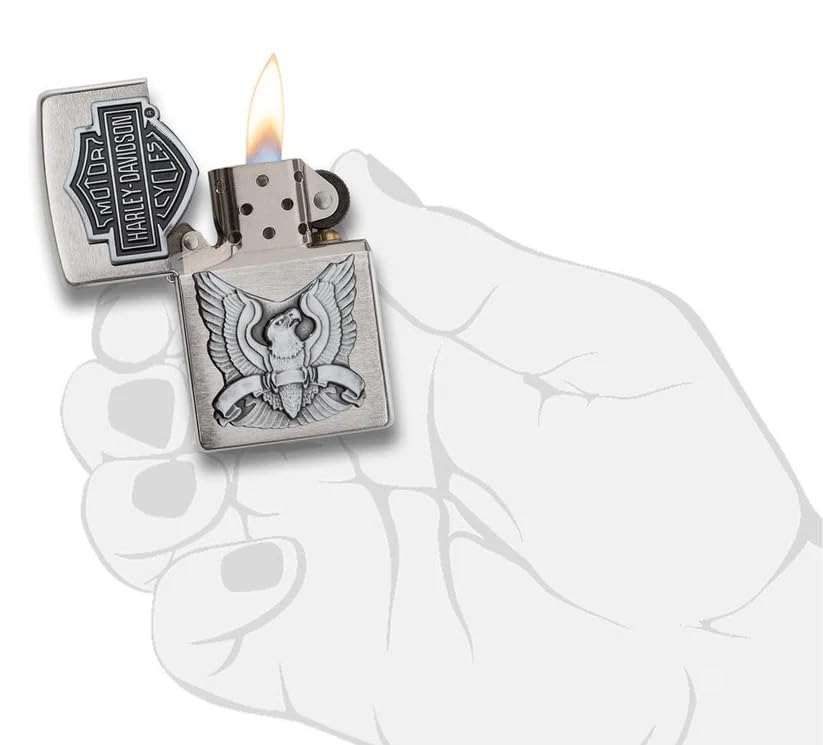 Personalized Zippo Harley-Davidson Windproof Oil Lighter Engraving - Christmas, Halloween & Valentines Day Gift (Black Ice)