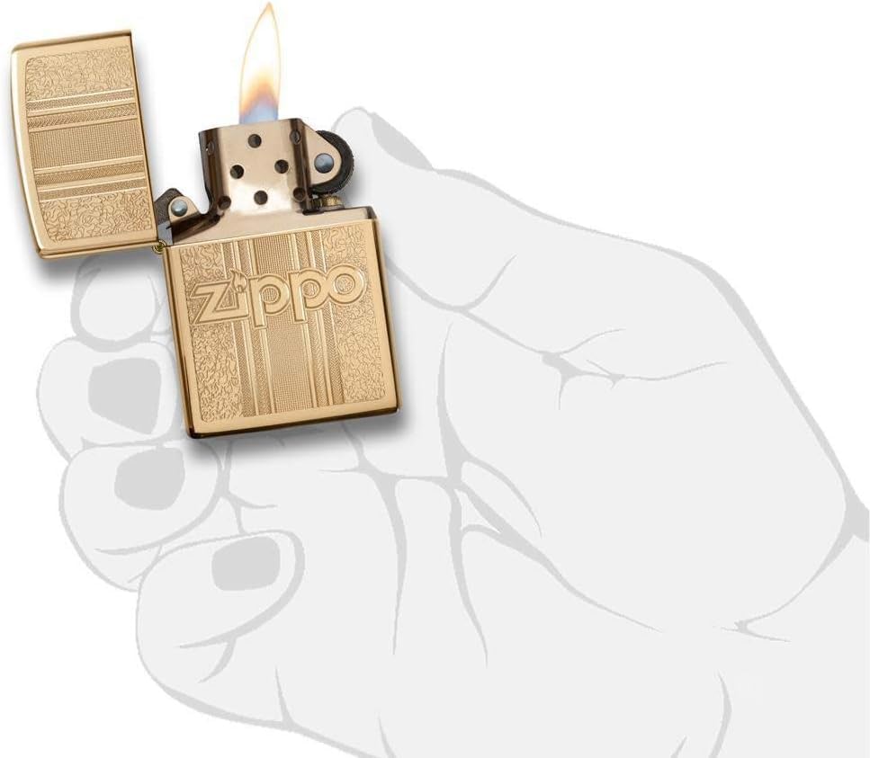 Personalized American Classic Elegant Design Lighter Zippo - Free Engraving - Christmas, Halloween & Valentines Day Gift (Gold HP)