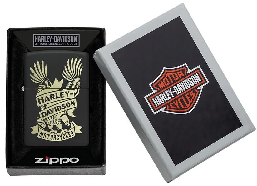 Personalized Zippo Harley-Davidson Windproof Oil Lighter Engraving - Christmas, Halloween & Valentines Day Gift (Black Ice)