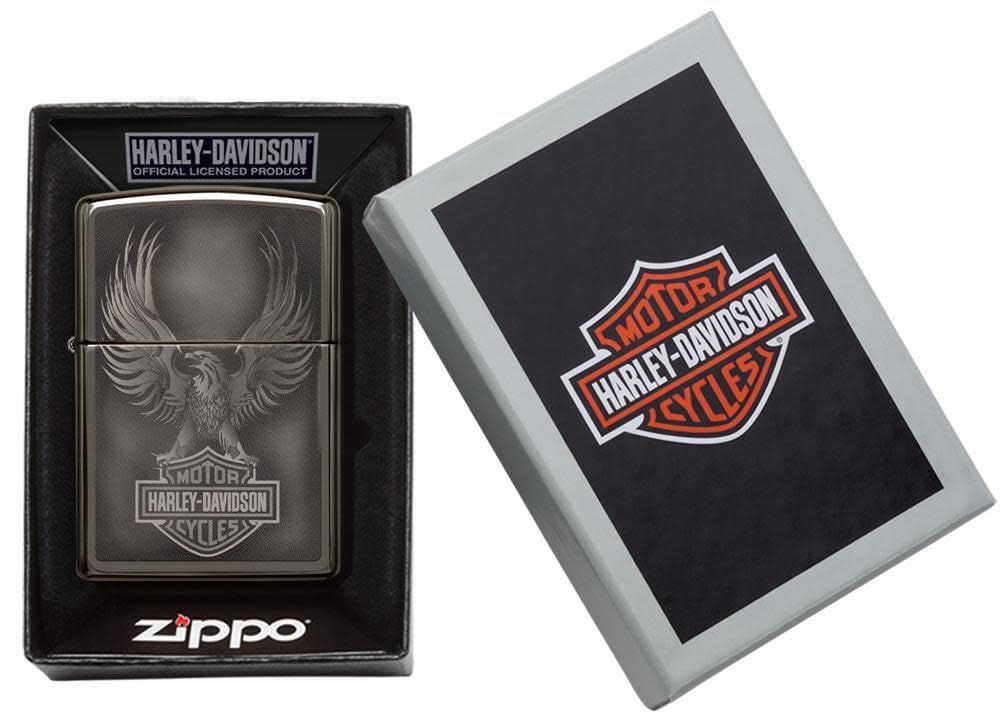 Personalized Zippo Harley-Davidson Windproof Oil Lighter Engraving - Christmas, Halloween & Valentines Day Gift (Black Ice)