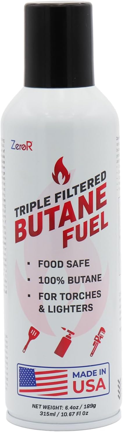 ZeroR® 100% Butane Fuel Refill | 10.67 fl oz 315ml | Made in USA | Butane Refill for Torch Lighter, Kitchen Torch, Refillable Lighters, 2 Cans