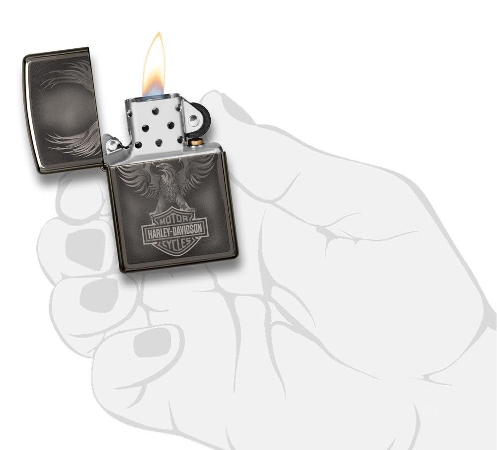 Personalized Zippo Harley-Davidson Windproof Oil Lighter Engraving - Christmas, Halloween & Valentines Day Gift (Black Ice)