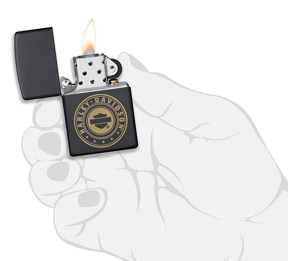 Personalized Zippo Harley-Davidson Windproof Oil Lighter Engraving - Christmas, Halloween & Valentines Day Gift (Black Ice)