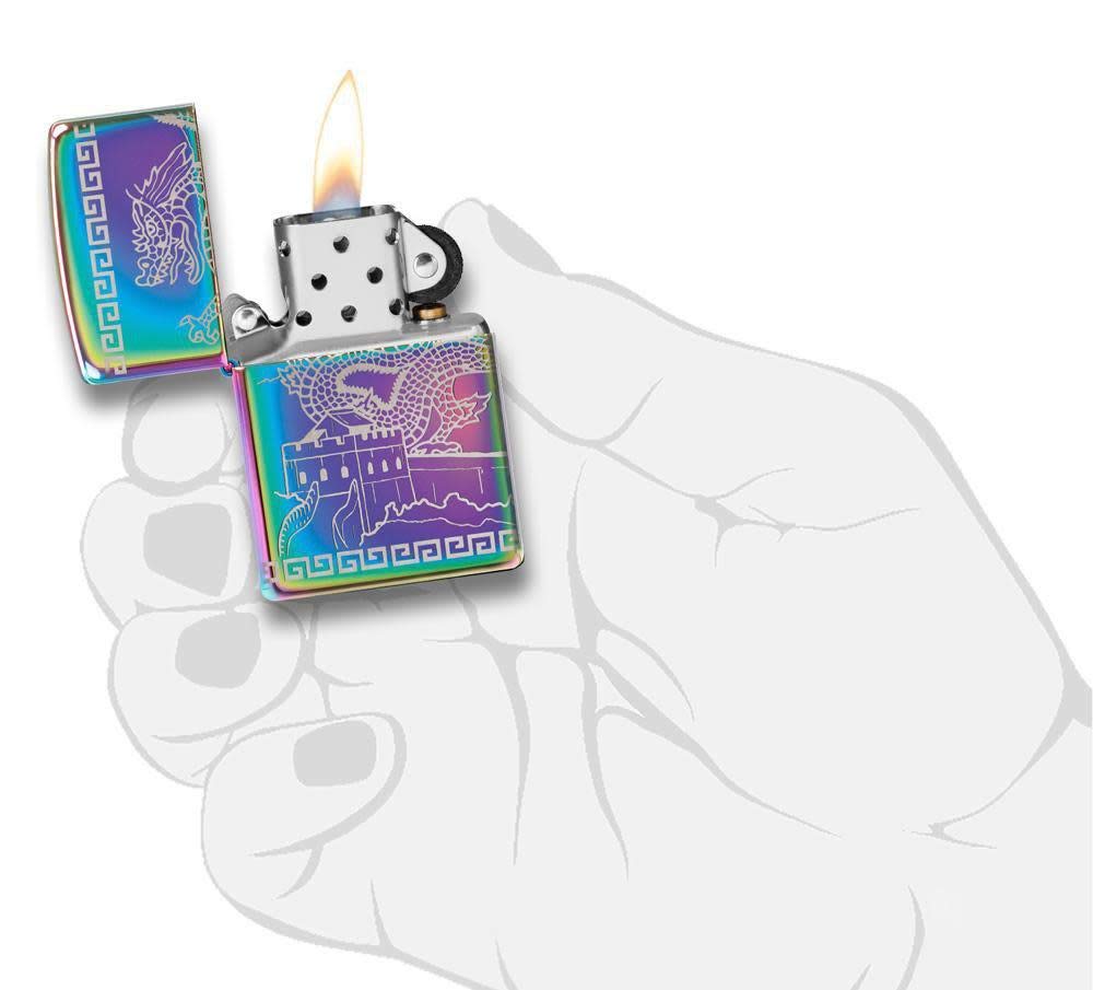 Zippo Armor High Polish Green Elegant Dragon Pocket Lighter, One Size