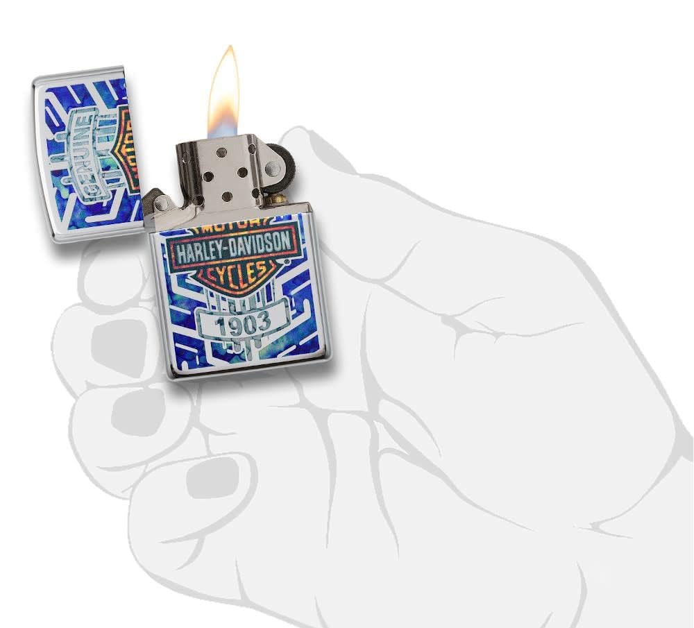Personalized Zippo Harley-Davidson Windproof Oil Lighter Engraving - Christmas, Halloween & Valentines Day Gift (Black Ice)