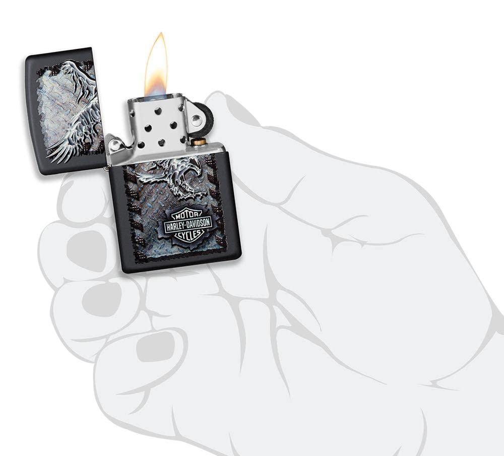 Personalized Zippo Harley-Davidson Windproof Oil Lighter Engraving - Christmas, Halloween & Valentines Day Gift (Black Ice)