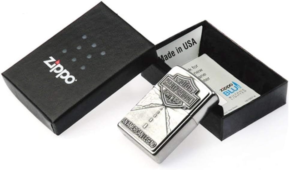 Zippo Harley Davidson Shield and American Legend Emblem Street Chrome Pocket Lighter