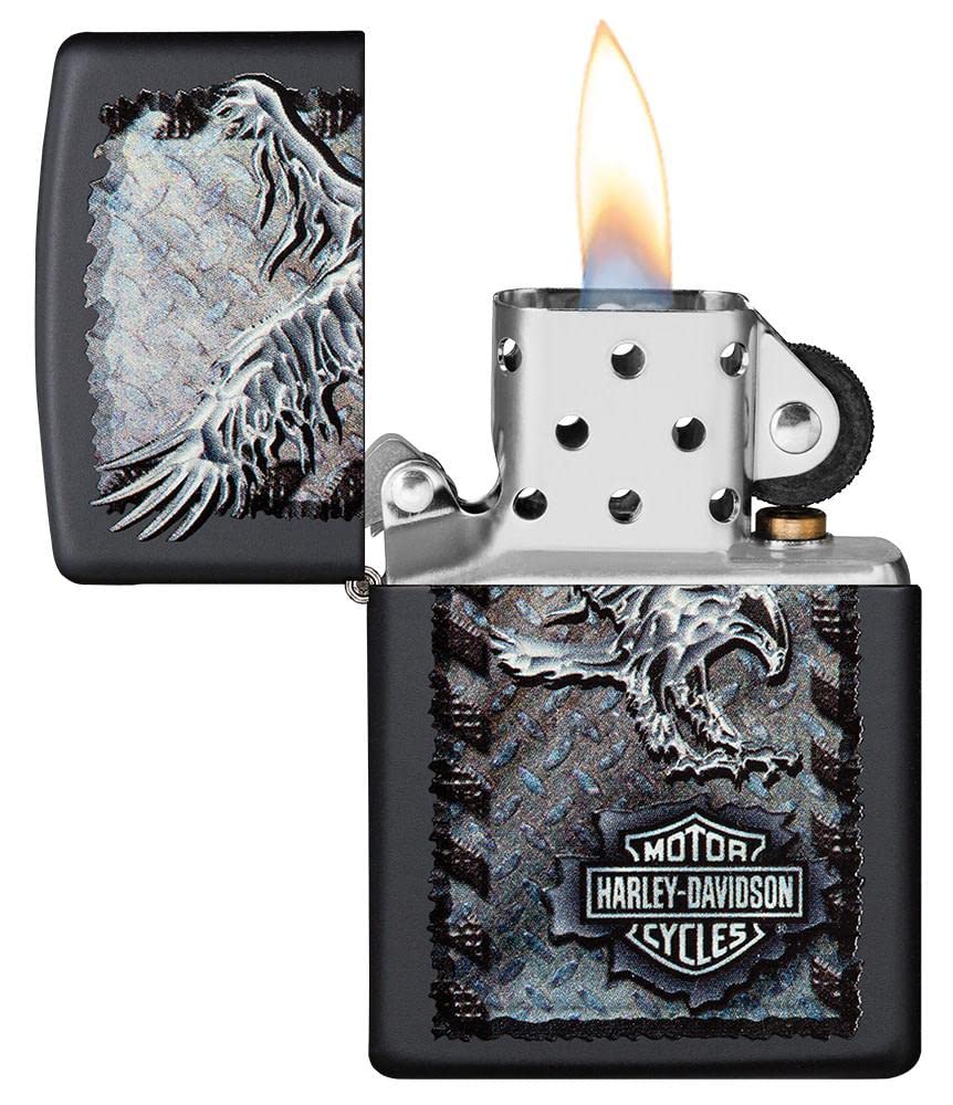 Personalized Zippo Harley-Davidson Windproof Oil Lighter Engraving - Christmas, Halloween & Valentines Day Gift (Black Ice)