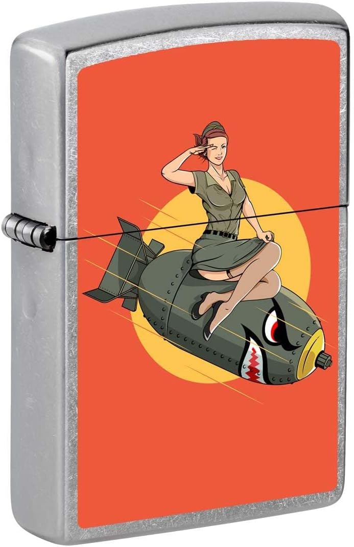 Zippo Lighter: Pin-up Girl on Bomb - Street Chrome 81290