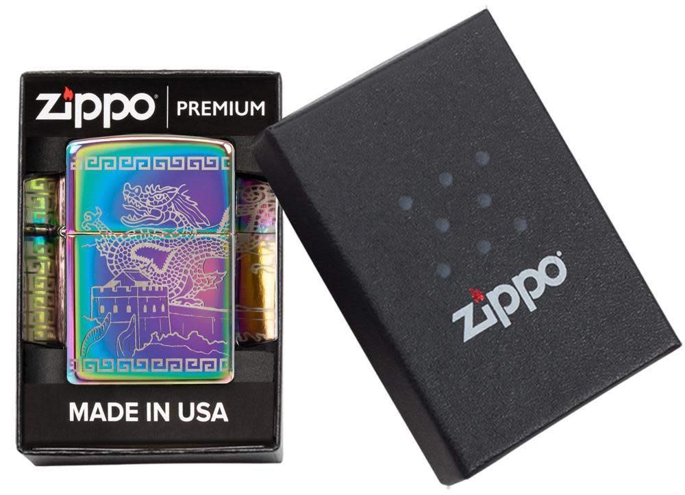Zippo Armor High Polish Green Elegant Dragon Pocket Lighter, One Size