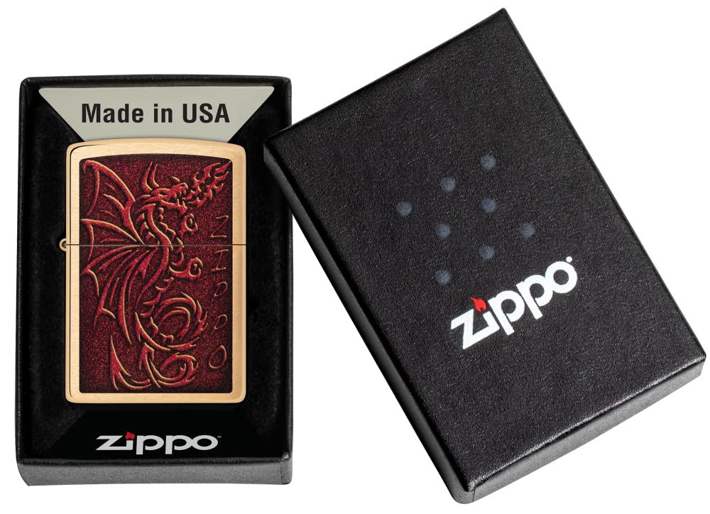 Zippo Armor High Polish Green Elegant Dragon Pocket Lighter, One Size