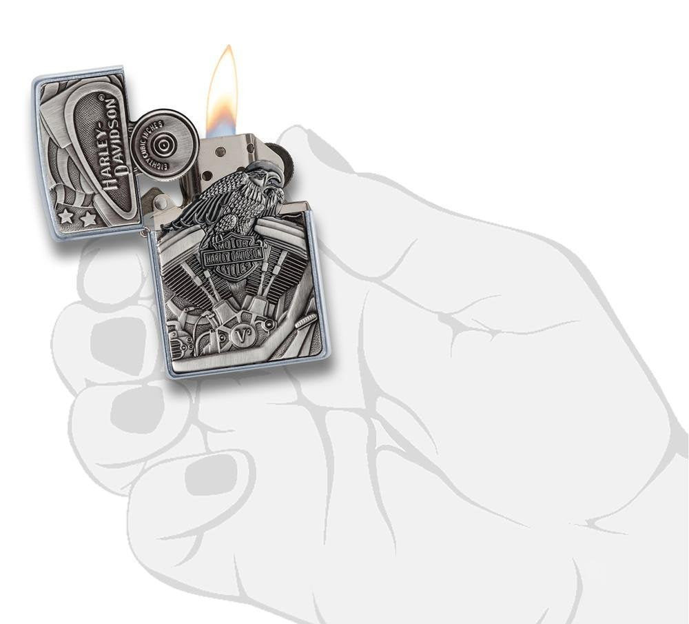 Personalized Zippo Harley-Davidson Windproof Oil Lighter Engraving - Christmas, Halloween & Valentines Day Gift (Black Ice)