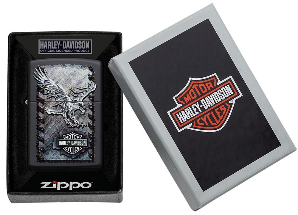 Personalized Zippo Harley-Davidson Windproof Oil Lighter Engraving - Christmas, Halloween & Valentines Day Gift (Black Ice)