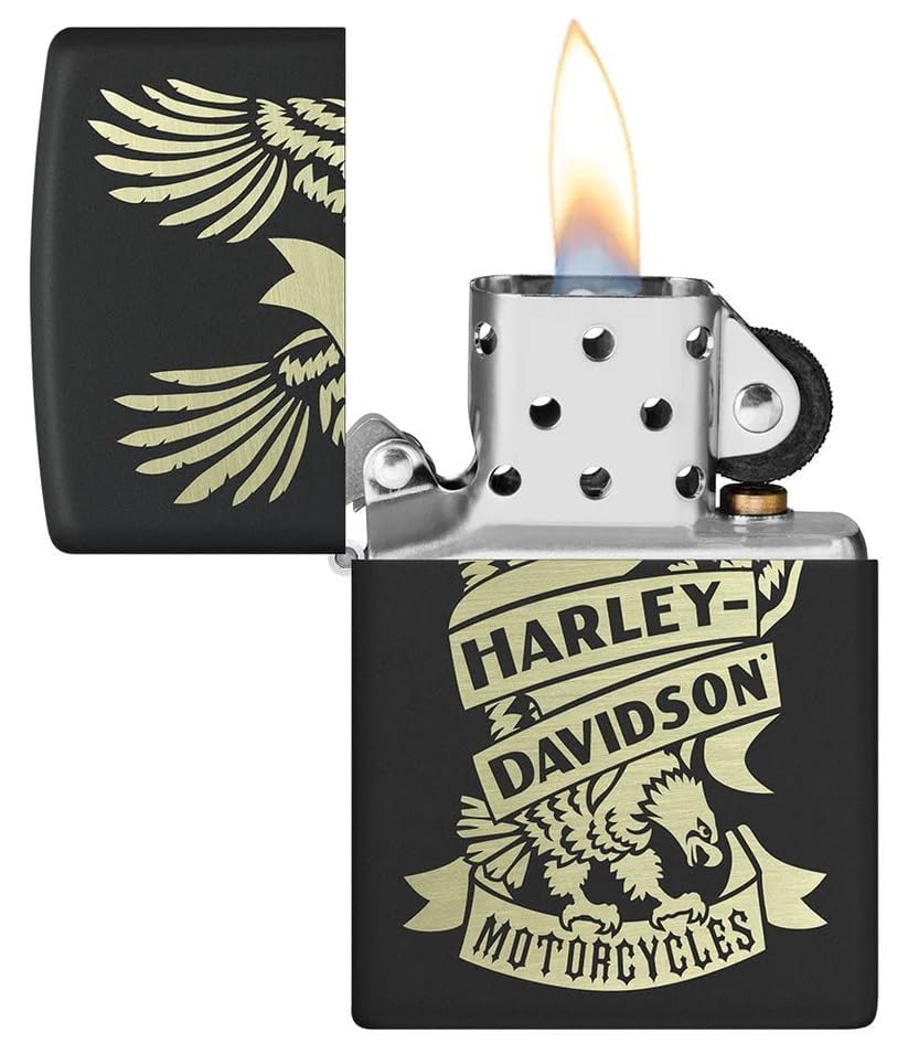 Personalized Zippo Harley-Davidson Windproof Oil Lighter Engraving - Christmas, Halloween & Valentines Day Gift (Black Ice)