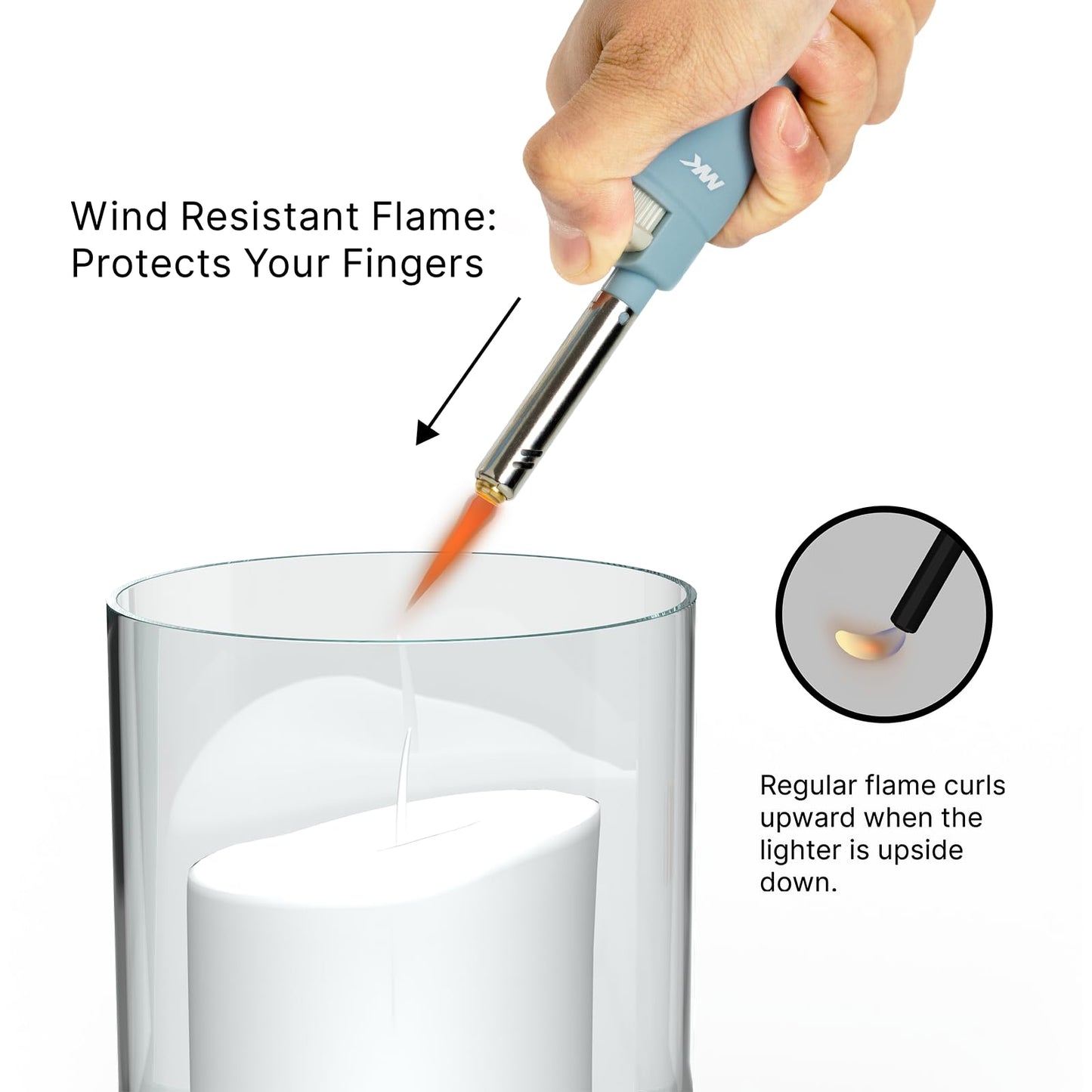 MK Candle Lighter, Butane Refillable Wind-Resistant Flame, 5-Pack for BBQ, Camping, Outdoor Use (Pastel-5pc)