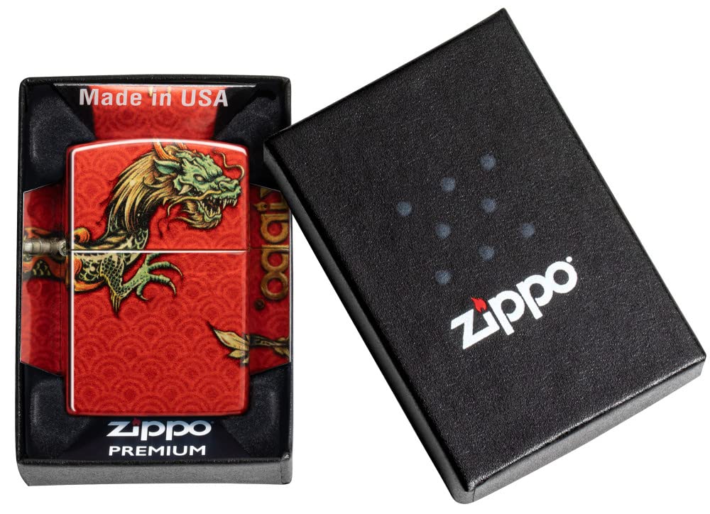 Zippo Armor High Polish Green Elegant Dragon Pocket Lighter, One Size