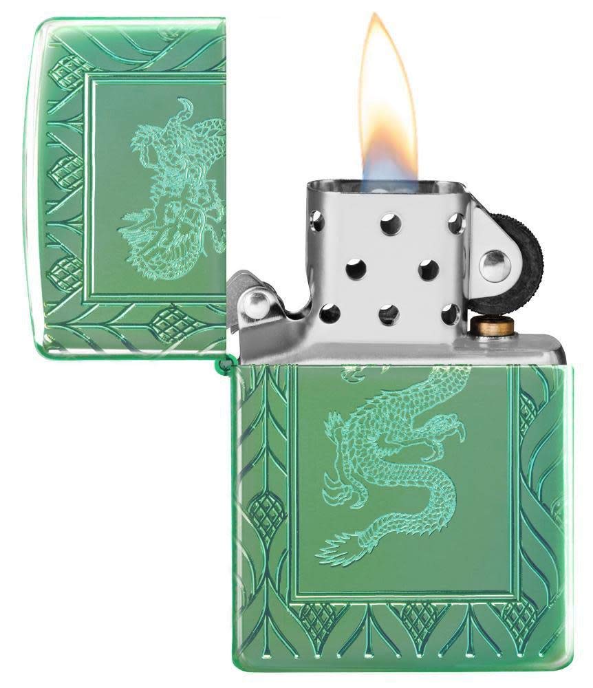 Zippo Armor High Polish Green Elegant Dragon Pocket Lighter, One Size