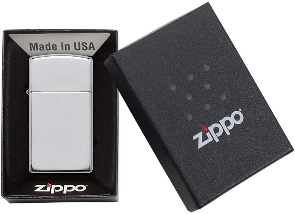 Zippo Sterling Slim High Polish Pocket Lighter, Silver, Sterling Silver High Polish Chrome