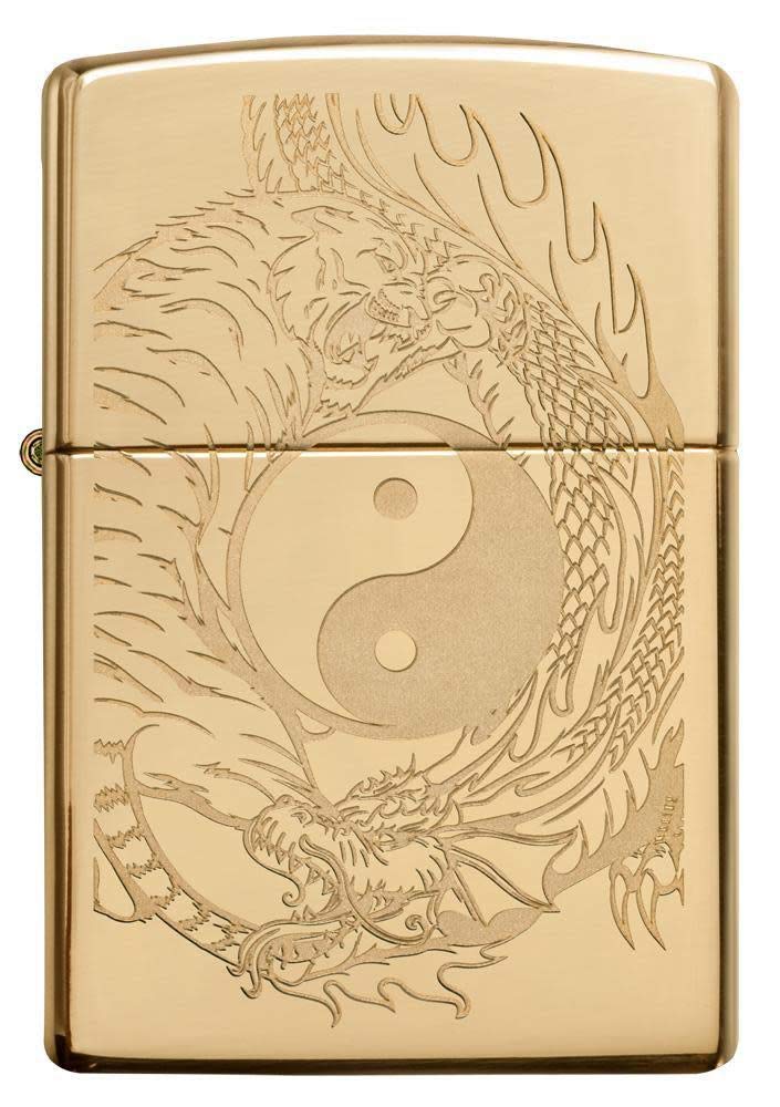 Zippo Armor High Polish Green Elegant Dragon Pocket Lighter, One Size