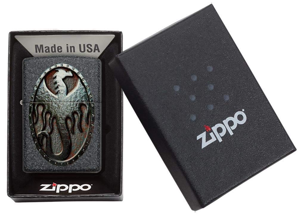 Zippo Armor High Polish Green Elegant Dragon Pocket Lighter, One Size