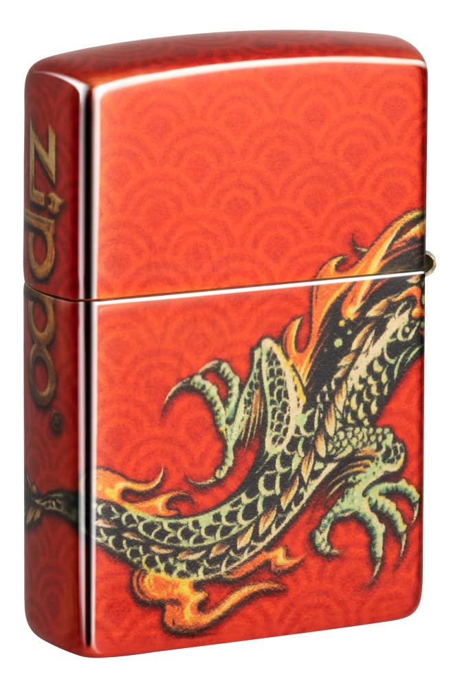 Zippo Armor High Polish Green Elegant Dragon Pocket Lighter, One Size