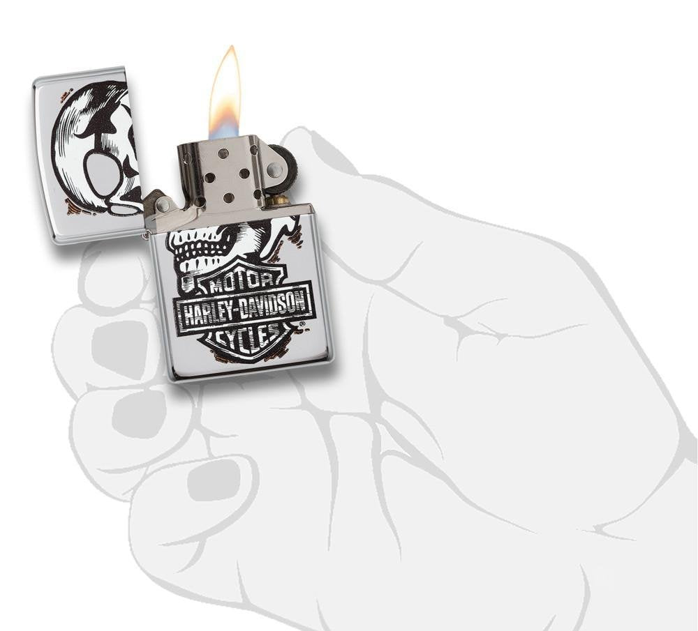 Personalized Zippo Harley-Davidson Windproof Oil Lighter Engraving - Christmas, Halloween & Valentines Day Gift (Black Ice)