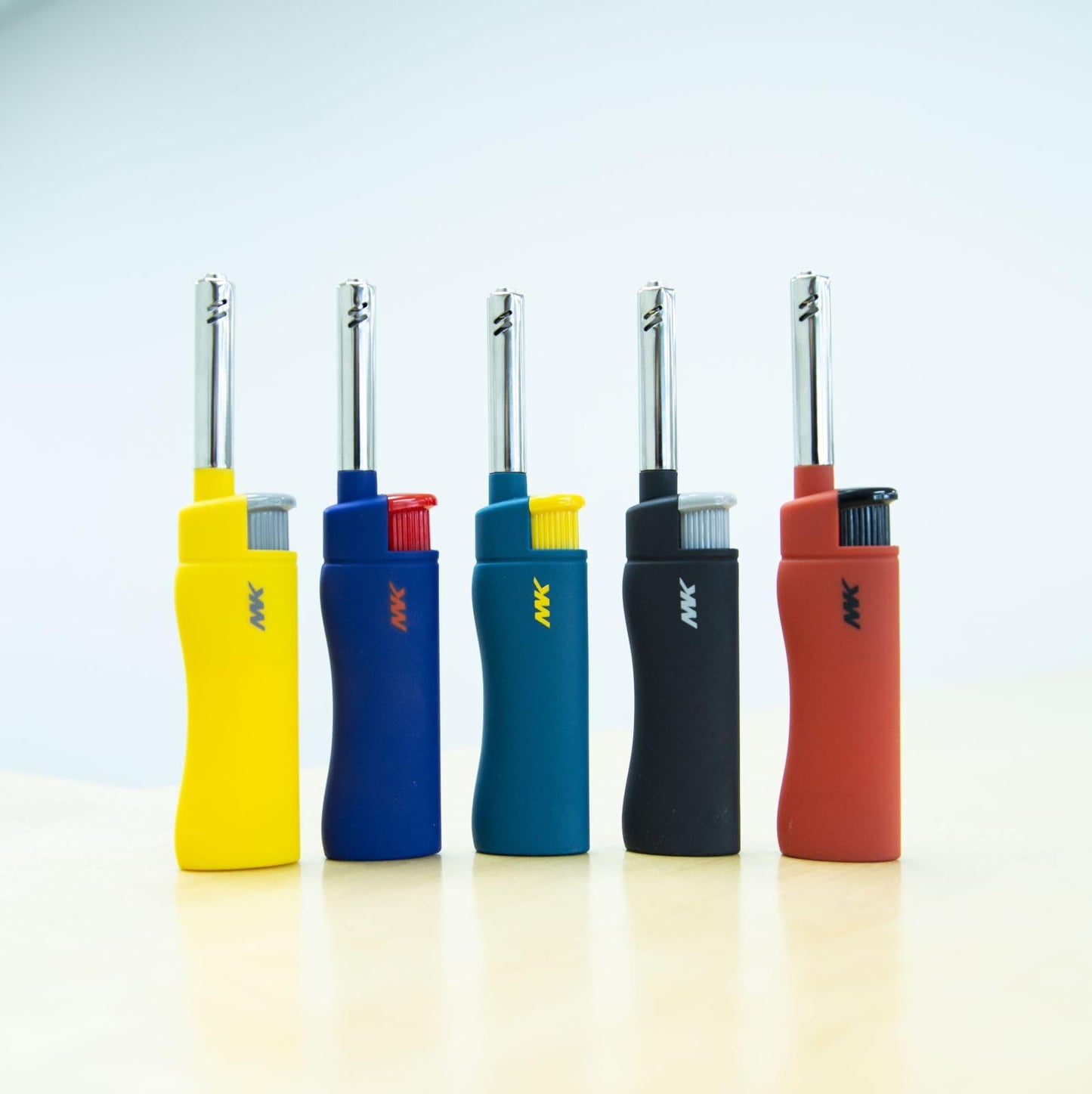 MK Candle Lighter, Butane Refillable Wind-Resistant Flame, 5-Pack for BBQ, Camping, Outdoor Use (Pastel-5pc)