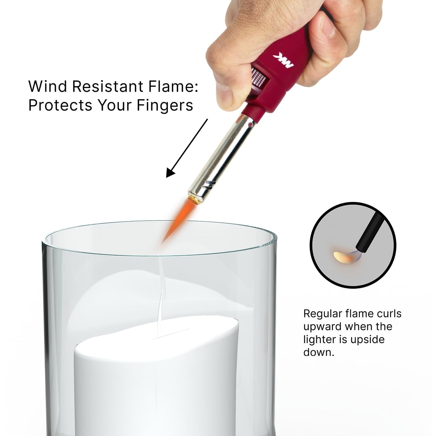 MK Candle Lighter, Butane Refillable Wind-Resistant Flame, 5-Pack for BBQ, Camping, Outdoor Use (Pastel-5pc)