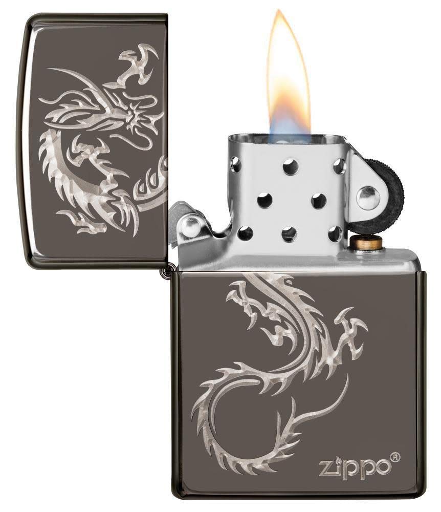 Zippo Armor High Polish Green Elegant Dragon Pocket Lighter, One Size