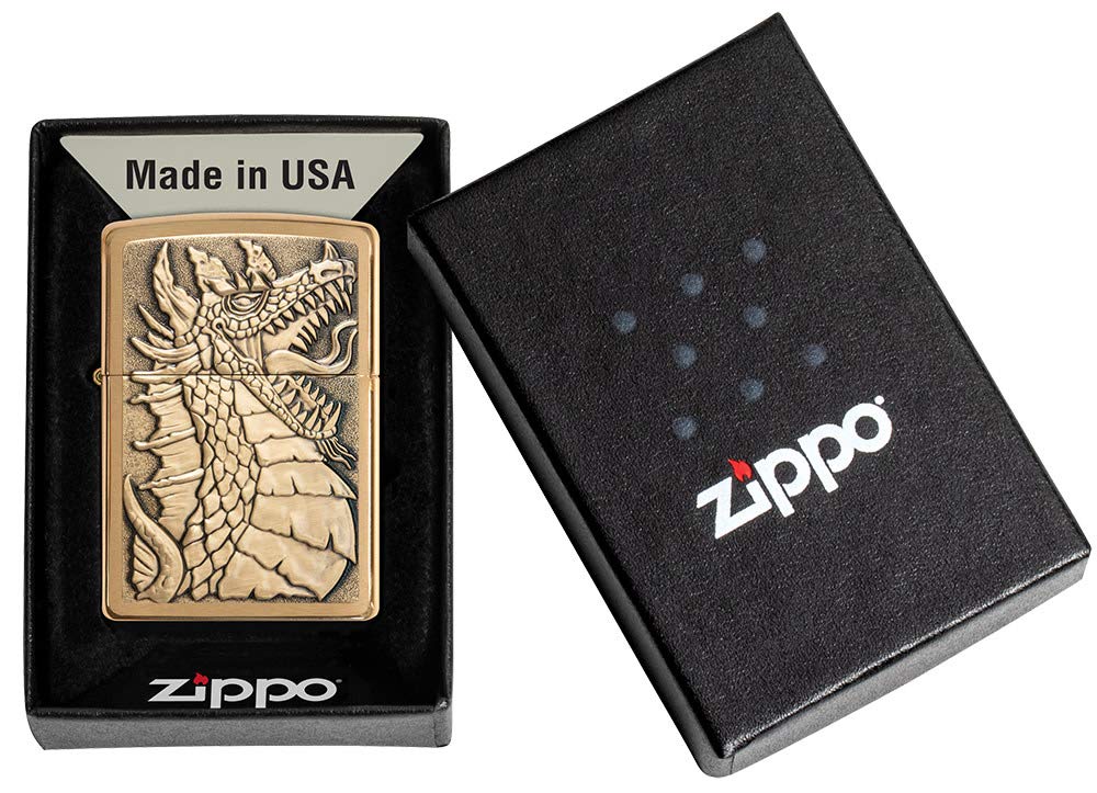 Zippo Armor High Polish Green Elegant Dragon Pocket Lighter, One Size