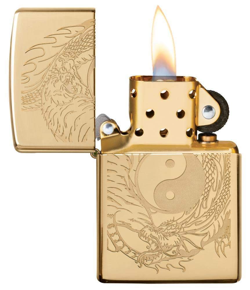 Zippo Armor High Polish Green Elegant Dragon Pocket Lighter, One Size