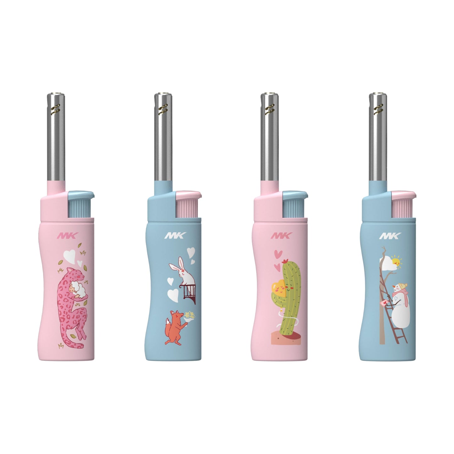 MK Candle Lighter, Butane Refillable Wind-Resistant Flame, 5-Pack for BBQ, Camping, Outdoor Use (Pastel-5pc)