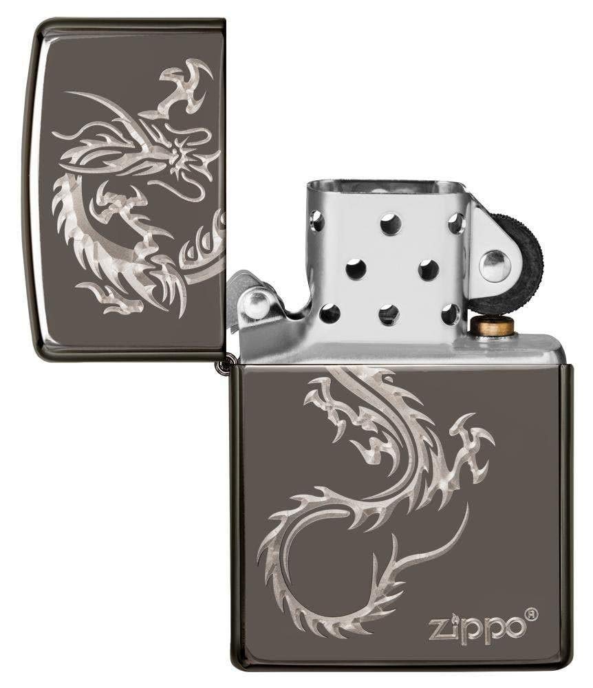 Zippo Armor High Polish Green Elegant Dragon Pocket Lighter, One Size