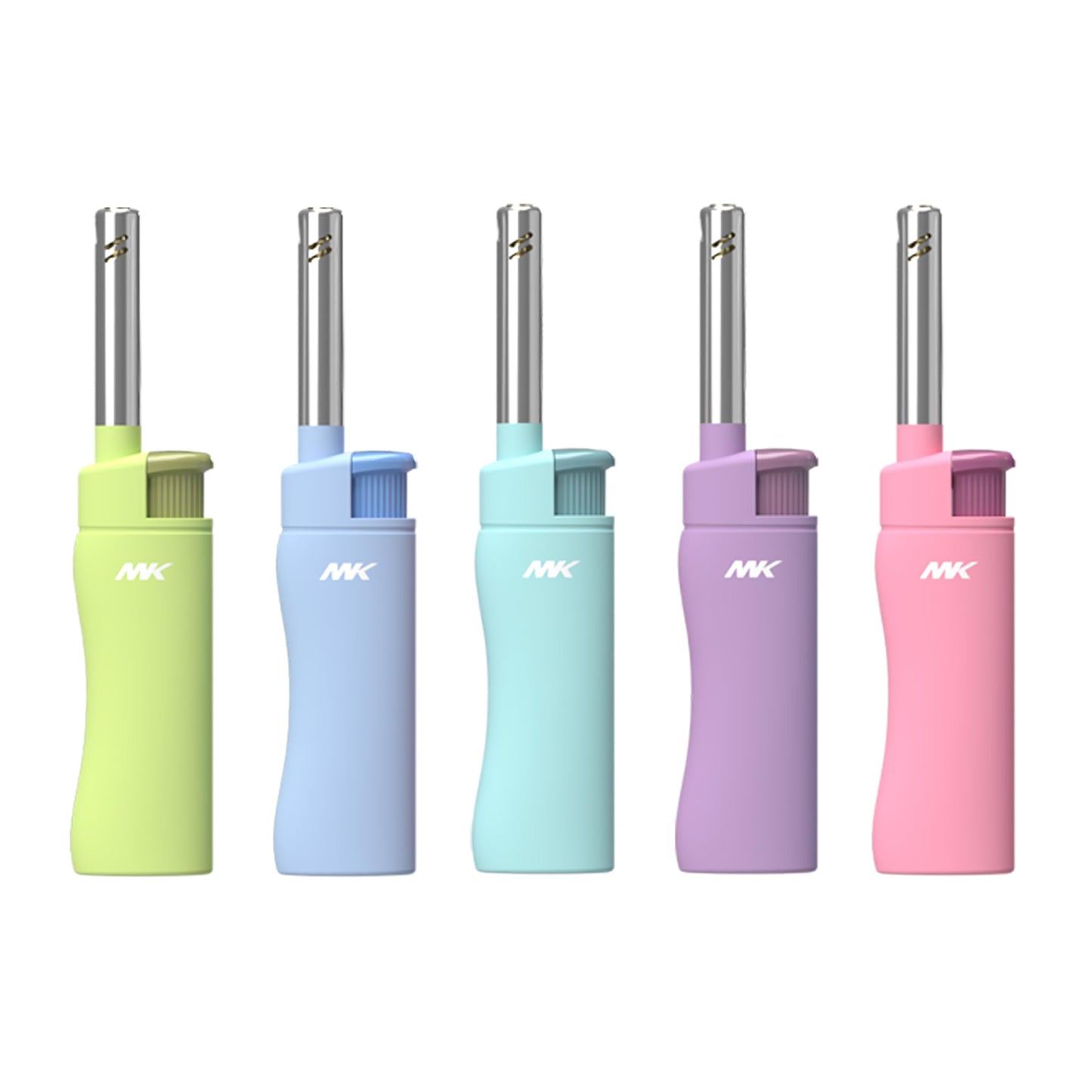 MK Candle Lighter, Butane Refillable Wind-Resistant Flame, 5-Pack for BBQ, Camping, Outdoor Use (Pastel-5pc)