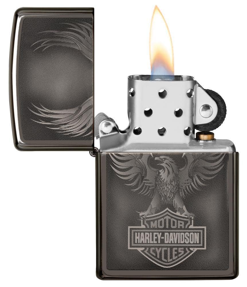 Personalized Zippo Harley-Davidson Windproof Oil Lighter Engraving - Christmas, Halloween & Valentines Day Gift (Black Ice)