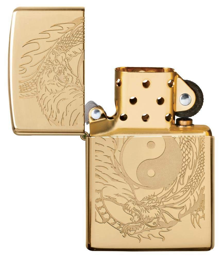 Zippo Armor High Polish Green Elegant Dragon Pocket Lighter, One Size
