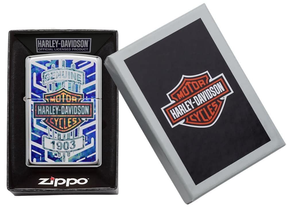 Personalized Zippo Harley-Davidson Windproof Oil Lighter Engraving - Christmas, Halloween & Valentines Day Gift (Black Ice)