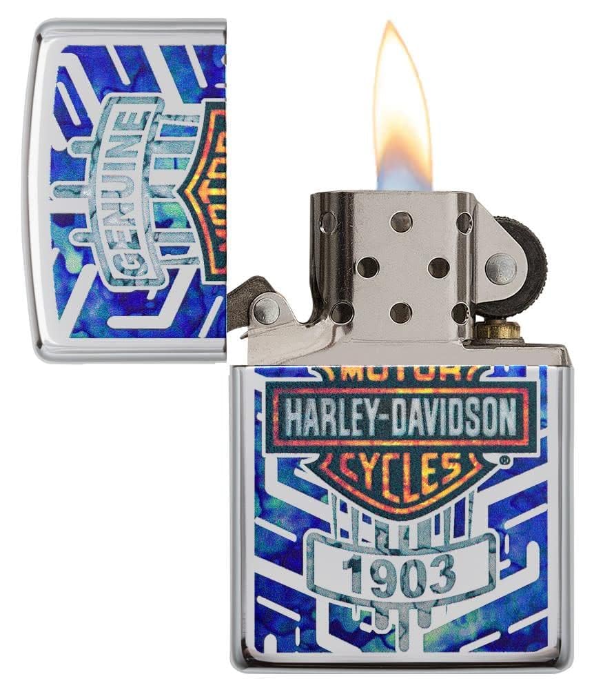 Personalized Zippo Harley-Davidson Windproof Oil Lighter Engraving - Christmas, Halloween & Valentines Day Gift (Black Ice)