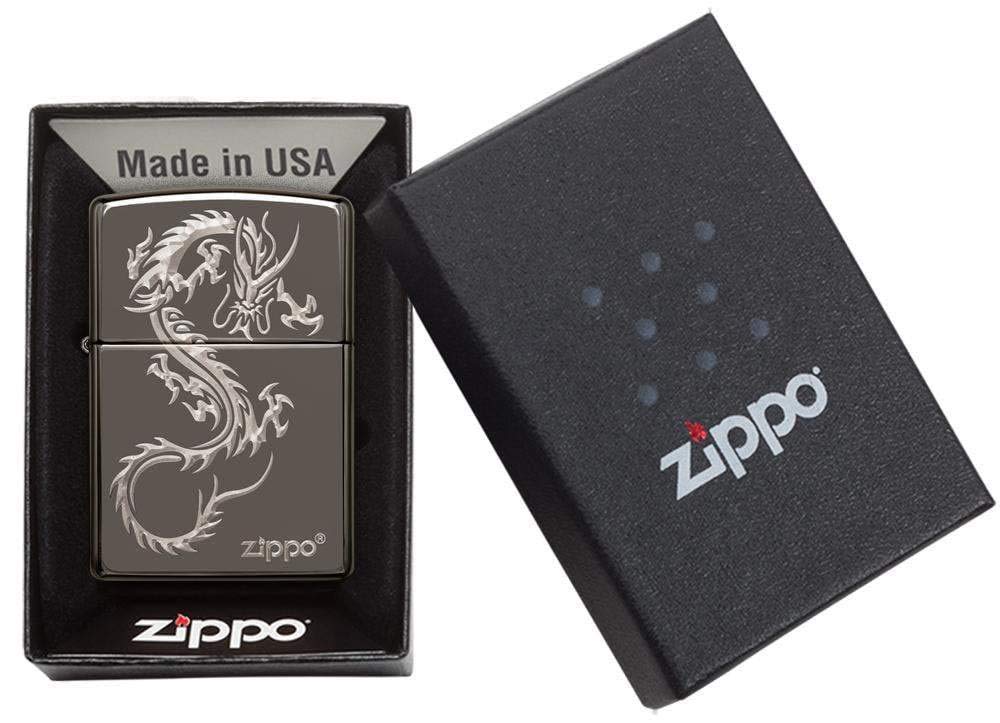 Zippo Armor High Polish Green Elegant Dragon Pocket Lighter, One Size