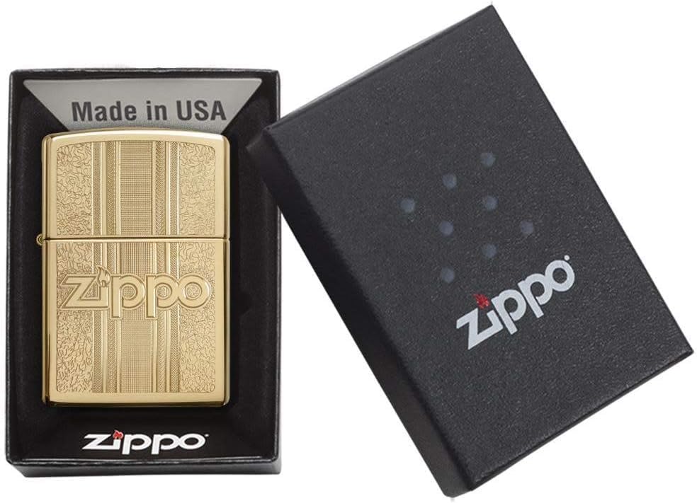 Personalized American Classic Elegant Design Lighter Zippo - Free Engraving - Christmas, Halloween & Valentines Day Gift (Gold HP)