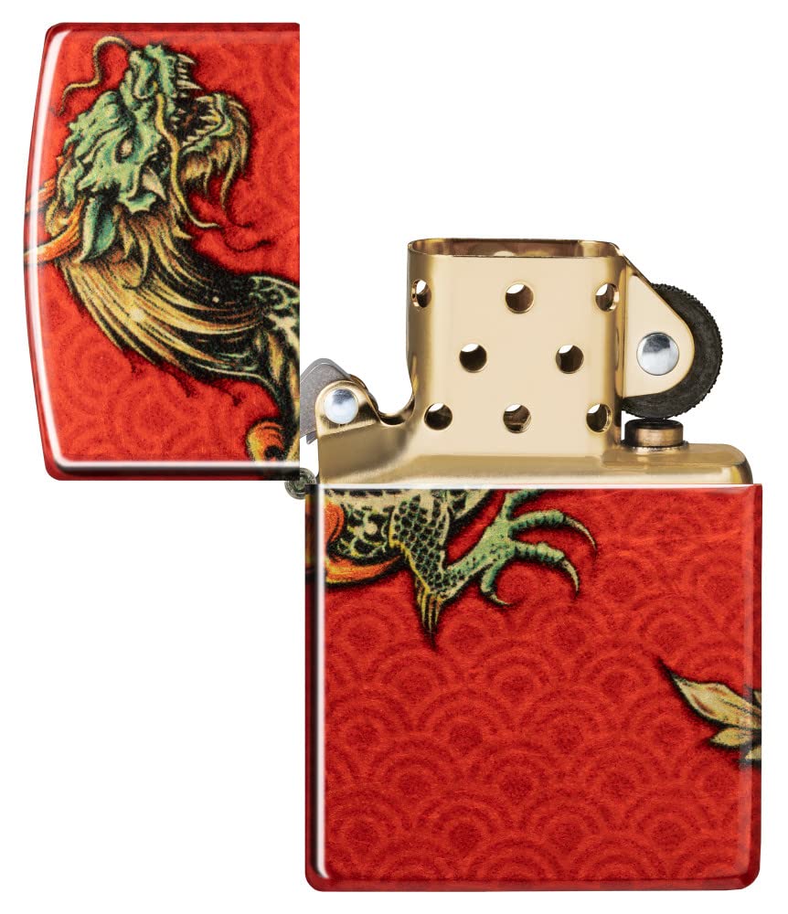 Zippo Armor High Polish Green Elegant Dragon Pocket Lighter, One Size