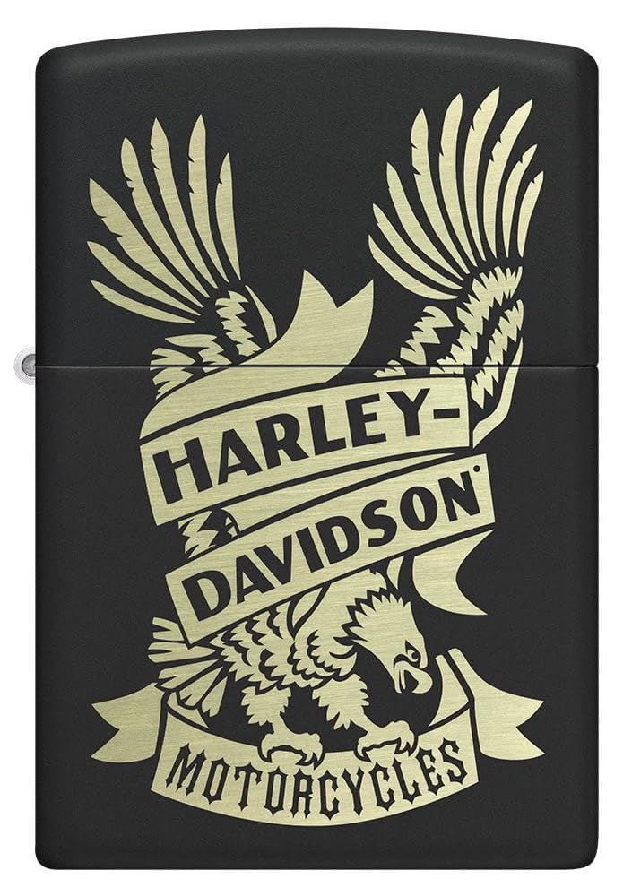 Personalized Zippo Harley-Davidson Windproof Oil Lighter Engraving - Christmas, Halloween & Valentines Day Gift (Black Ice)