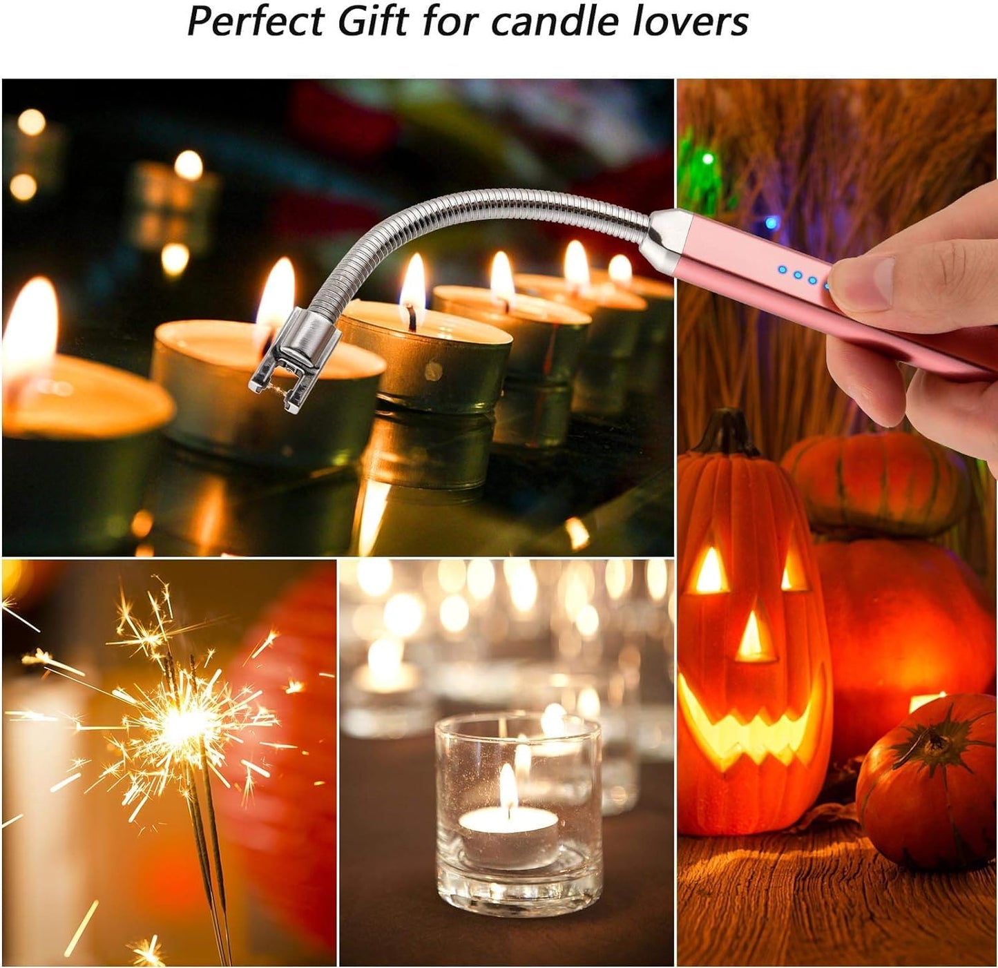 Electric Candle Lighter Birthday Father‘s Day Gifts for Mom from Daughter Son, USB Arc Rechargeable Windproof Long Lighter for Candle, Gift for Mom Women Men Wife Sister