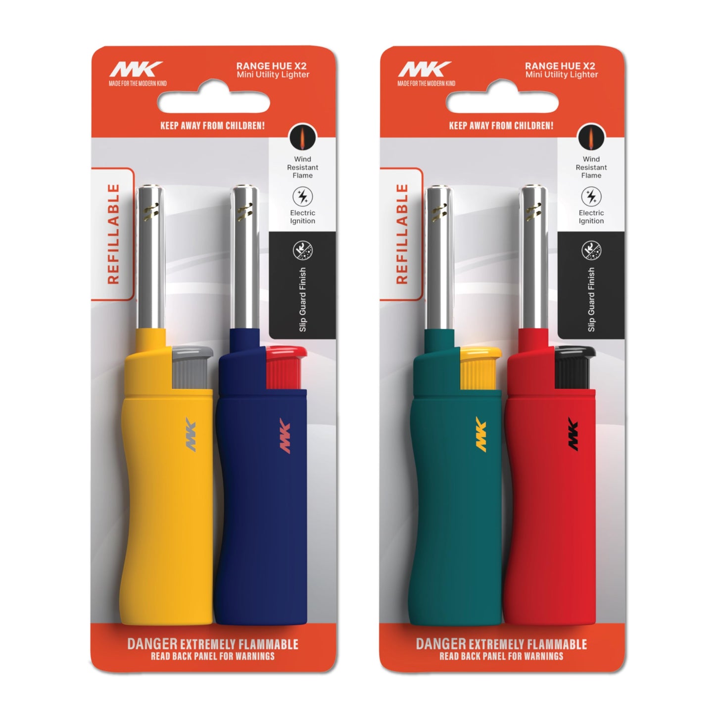 MK Candle Lighter, Butane Refillable Wind-Resistant Flame, 5-Pack for BBQ, Camping, Outdoor Use (Pastel-5pc)